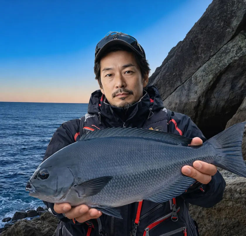 牟岐大島でグレの釣果を得た佐々木.webp