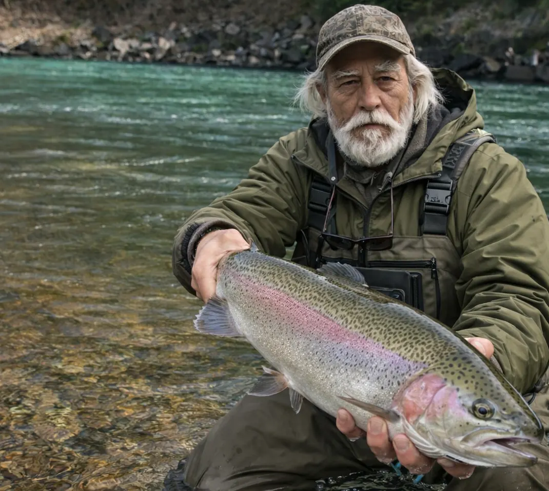 犀川でニジマスの釣果を得た米田.webp