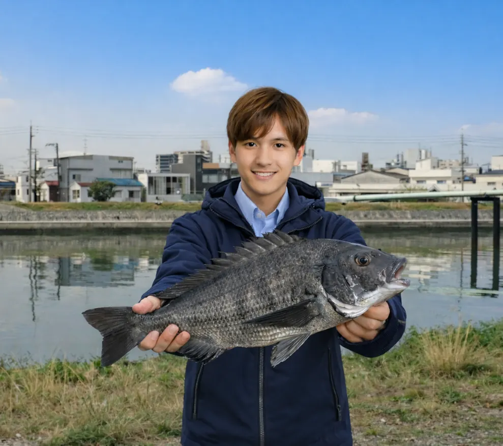 猿猴川でチヌの釣果を得た久良木.webp