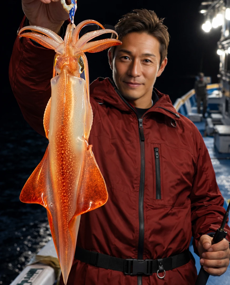 玄界灘でケンサキイカの釣果を得た亀岡.webp