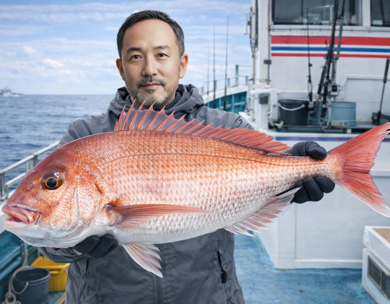 玄界灘でマダイの釣果を得た渡辺.webp