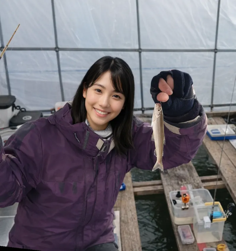 白樺湖でワカサギの釣果を得た黒川.webp