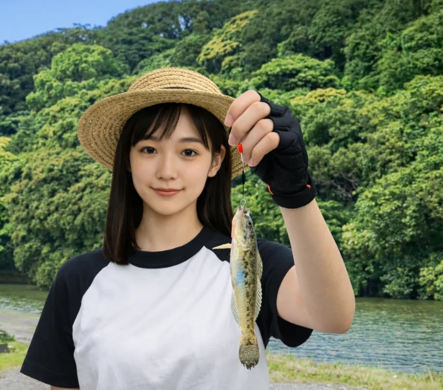 白狐川でハゼの釣果を得た国生.webp