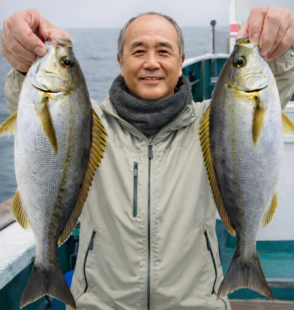 相模湾でイサキの釣果を得た田能村.webp