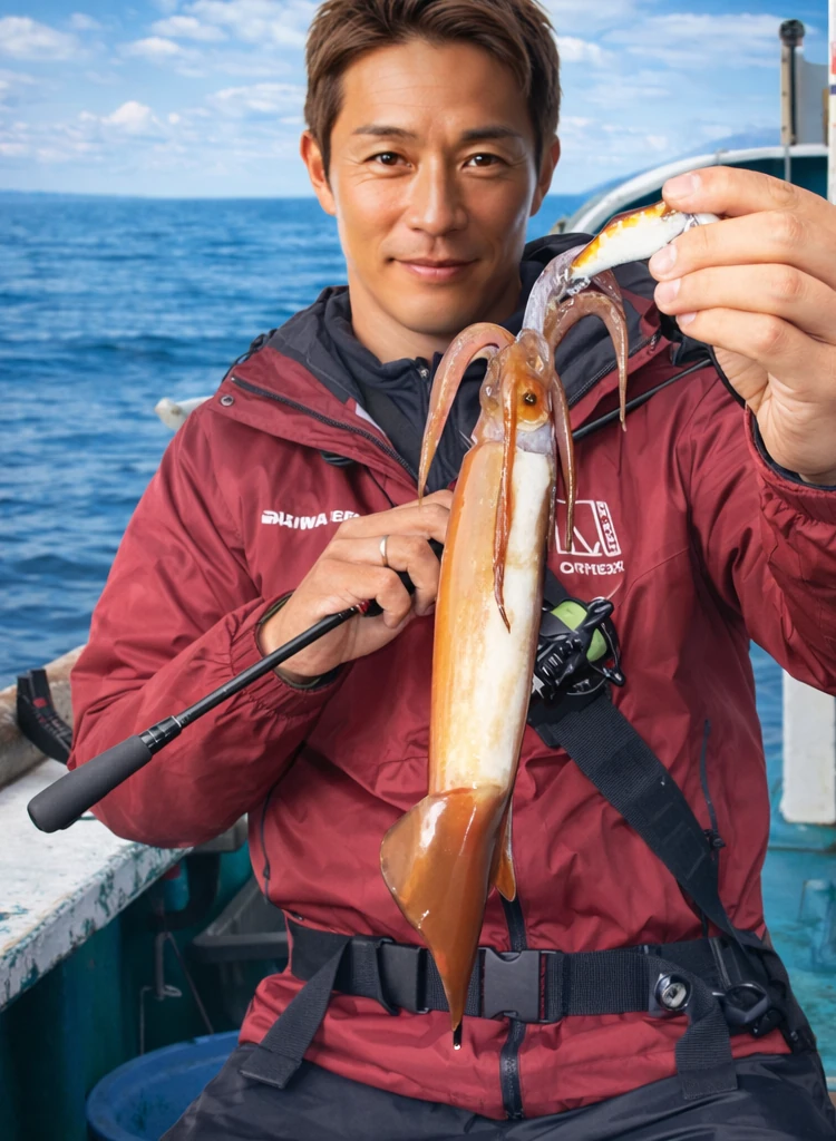 石狩湾でマイカの釣果を得た亀岡..webp