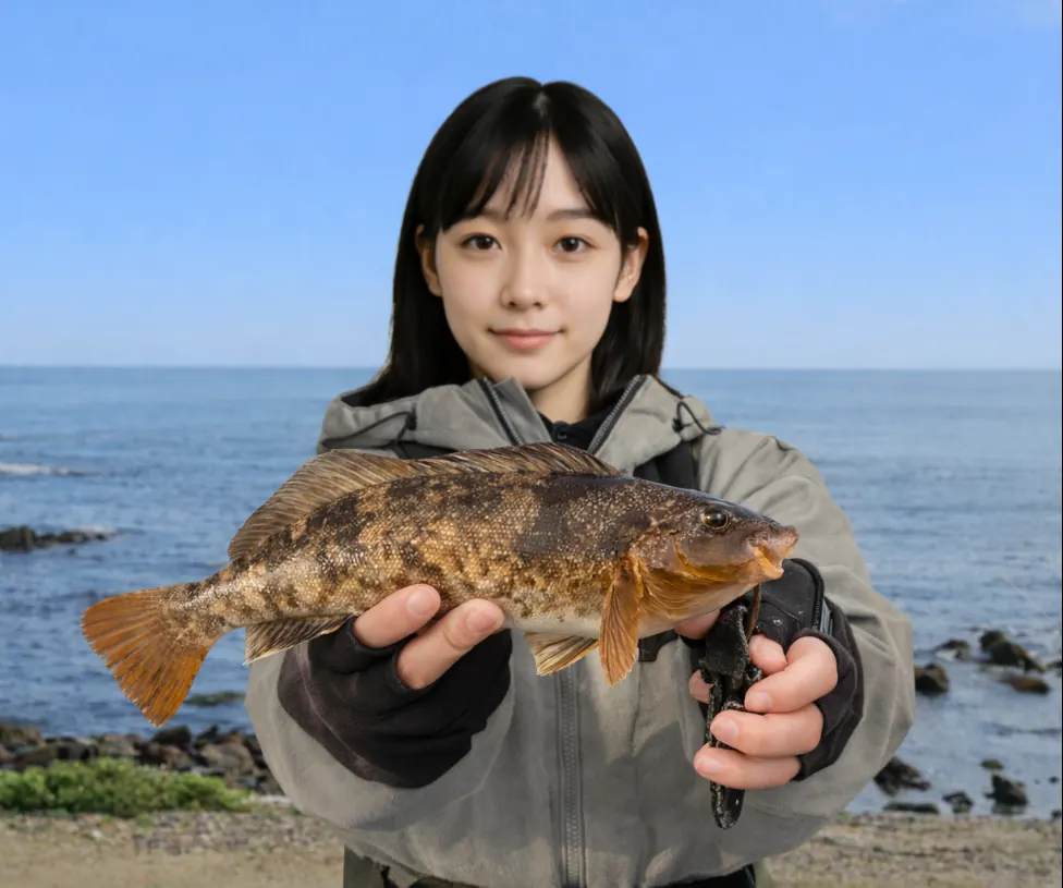 磯崎海岸でアイナメの釣果を得た国生.webp
