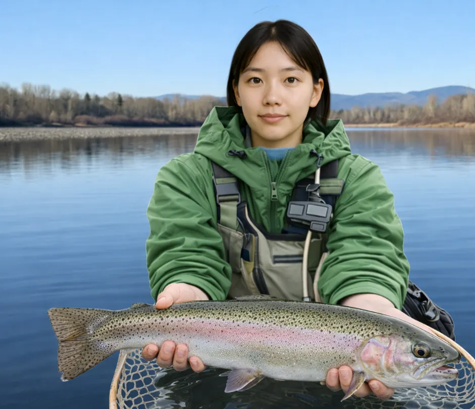 神通川でニジマスの釣果を得た森永.webp