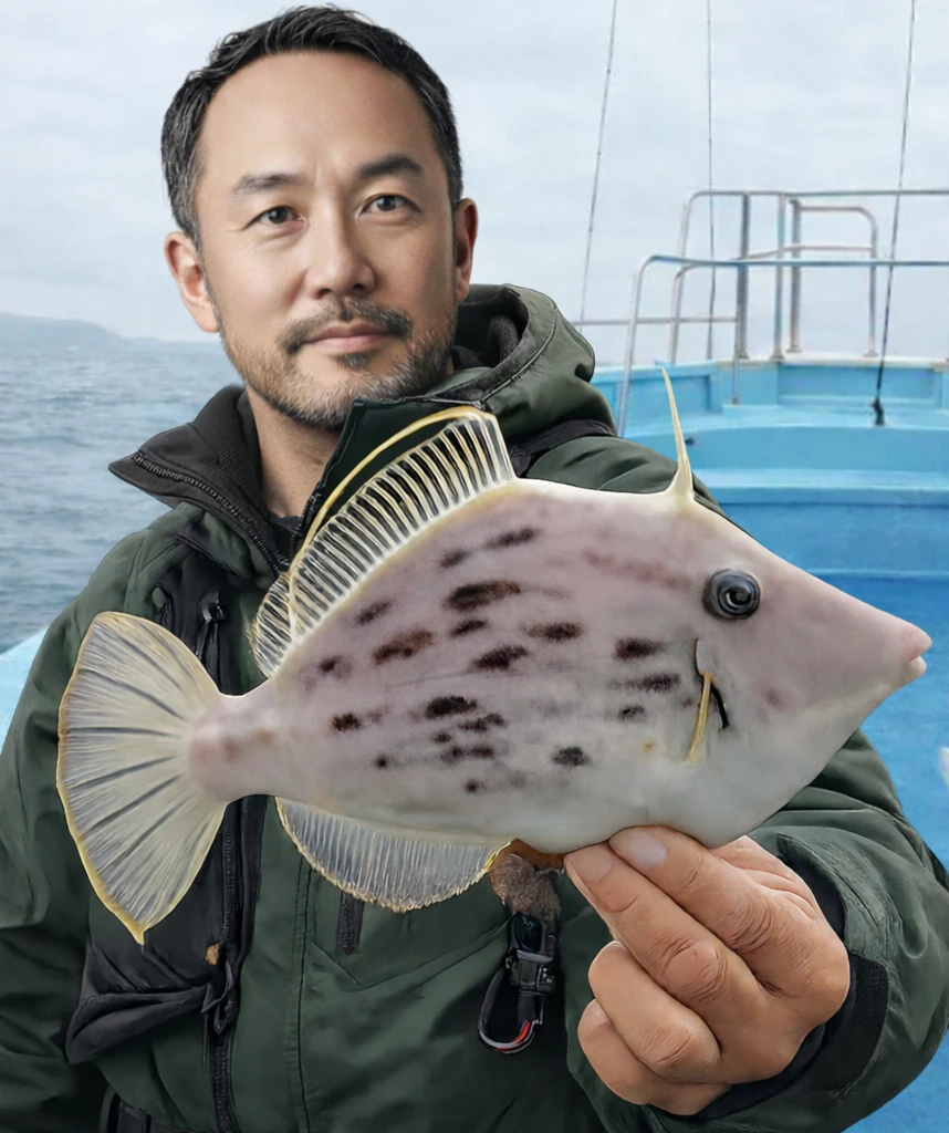 紀伊水道でカワハギの釣果を得た渡辺.webp