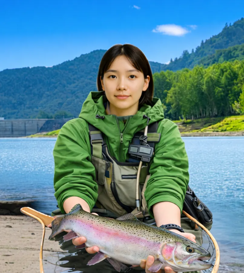 置戸湖でニジマスの釣果を得た森永.webp