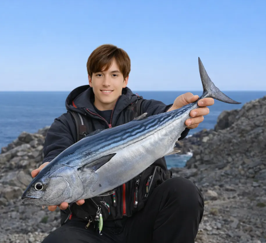 肥前鳥島で青物の釣果を得た久良木.webp