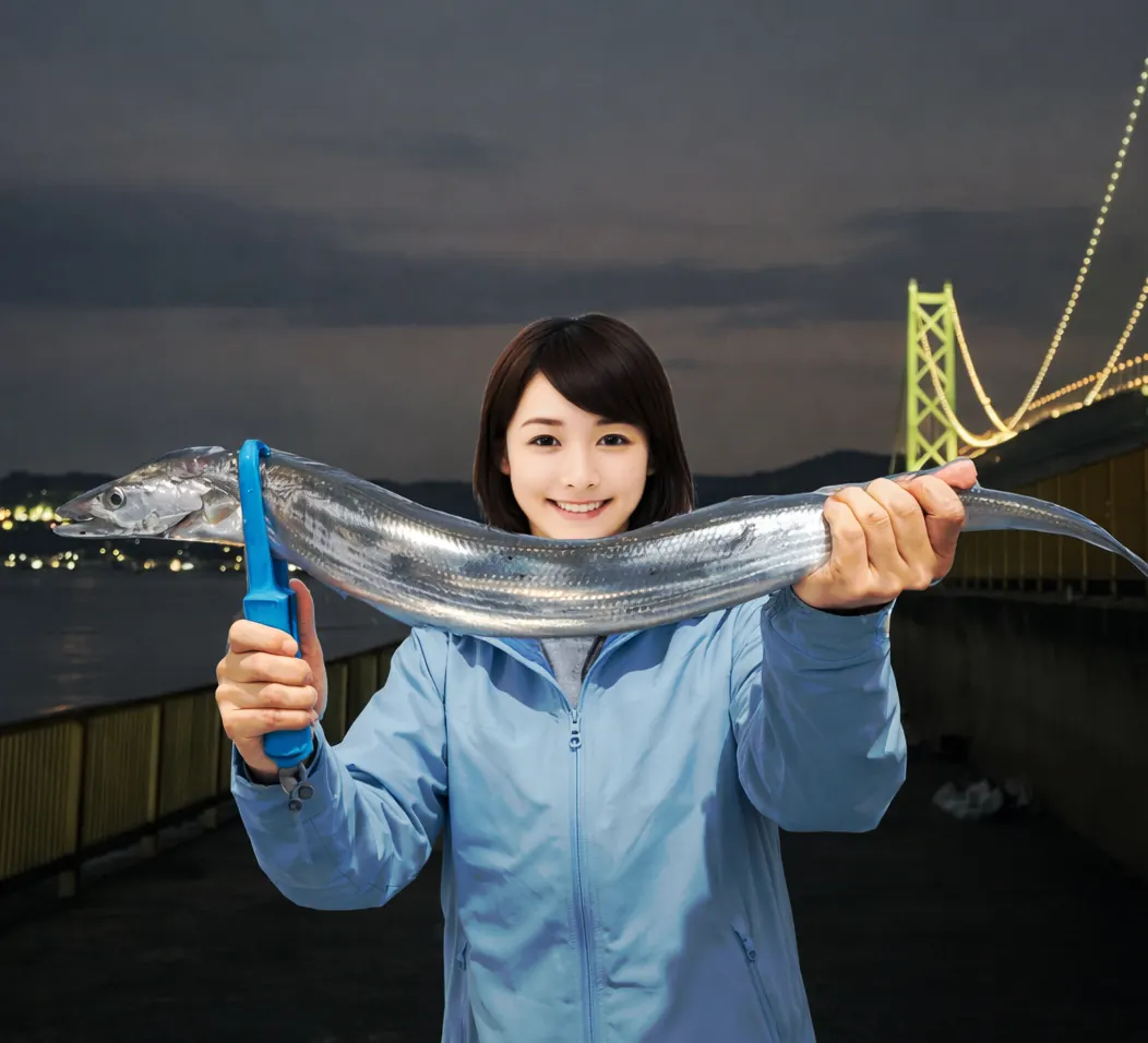 舞子公園でタチウオの釣果を得た西岡.webp