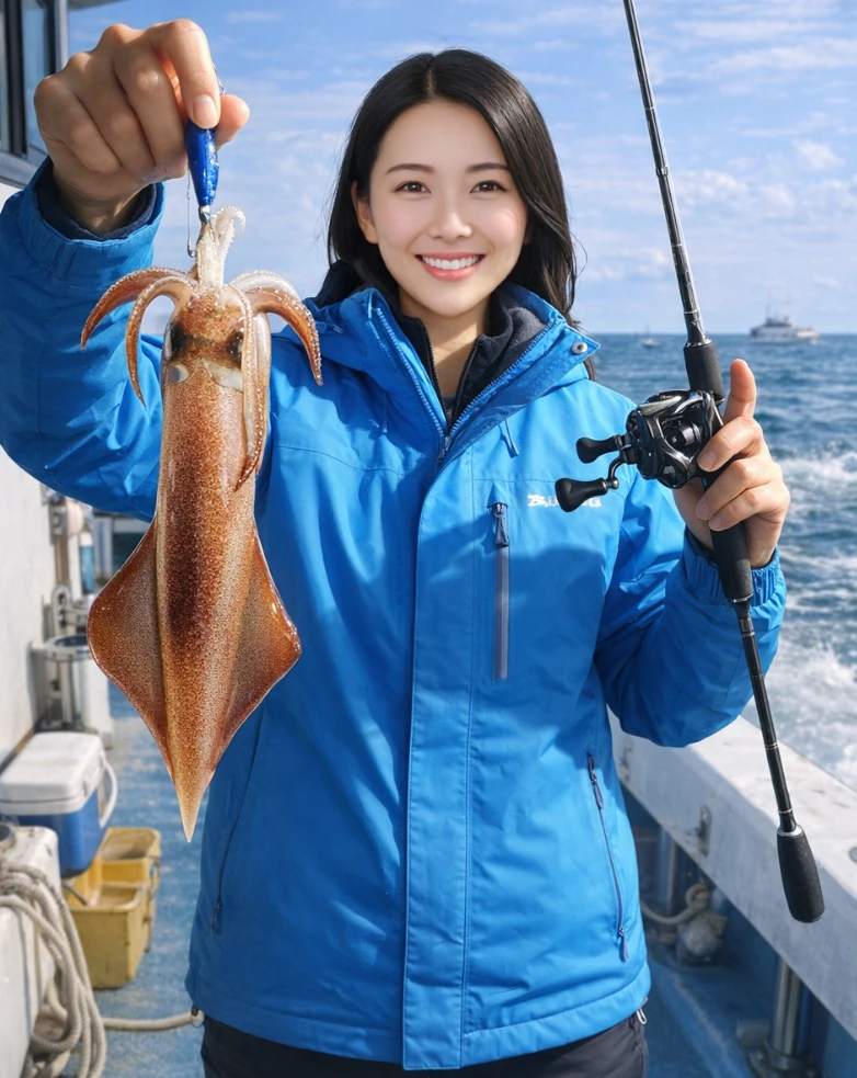 若狭湾でケンサキイカの釣果を得た仲代.webp