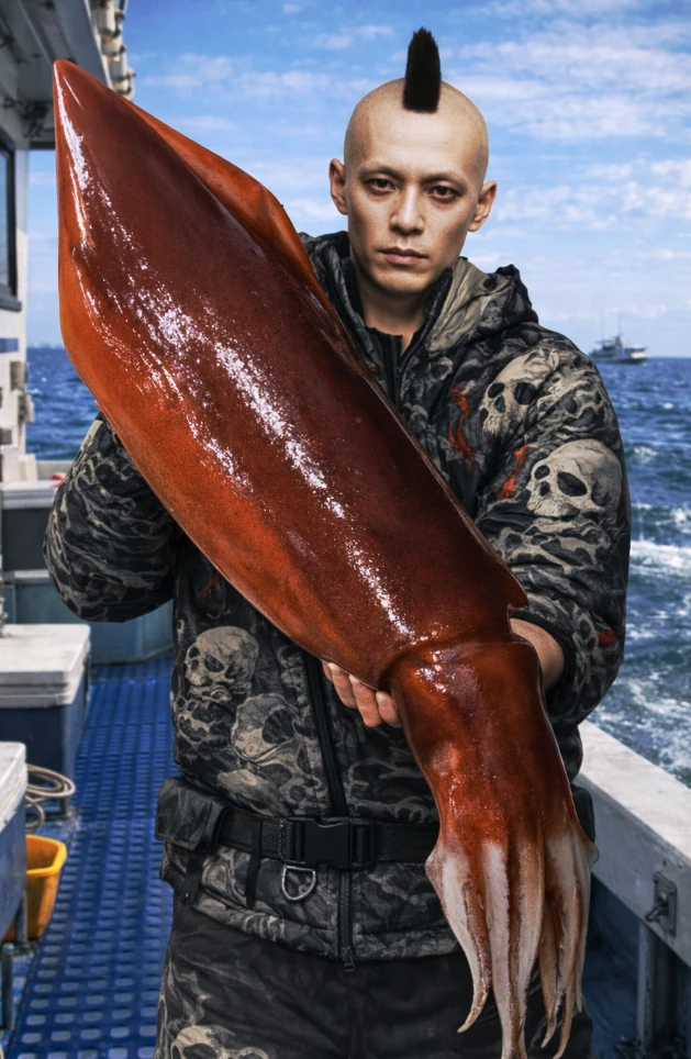 若狭湾でソデイカの釣果を得た馬頭.webp