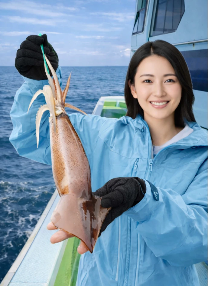 苫小牧沖でスルメイカの釣果を得た仲代..webp