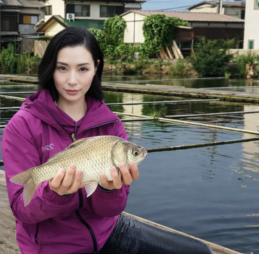 茨木新池でヘラブナの釣果を得た八重田.webp