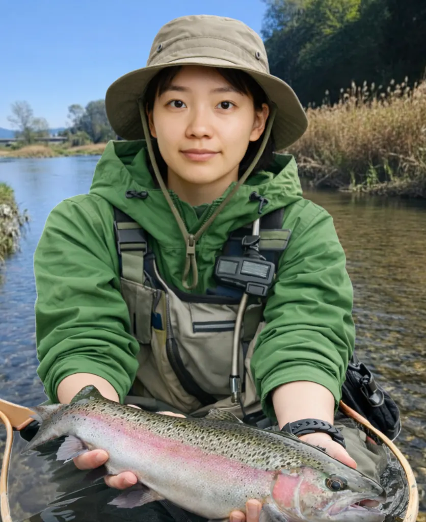 荒雄川でニジマスの釣果を得た森永.webp