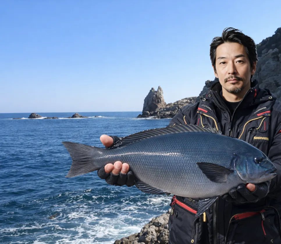 蒲戸崎でグレの釣果を得た佐々木.webp