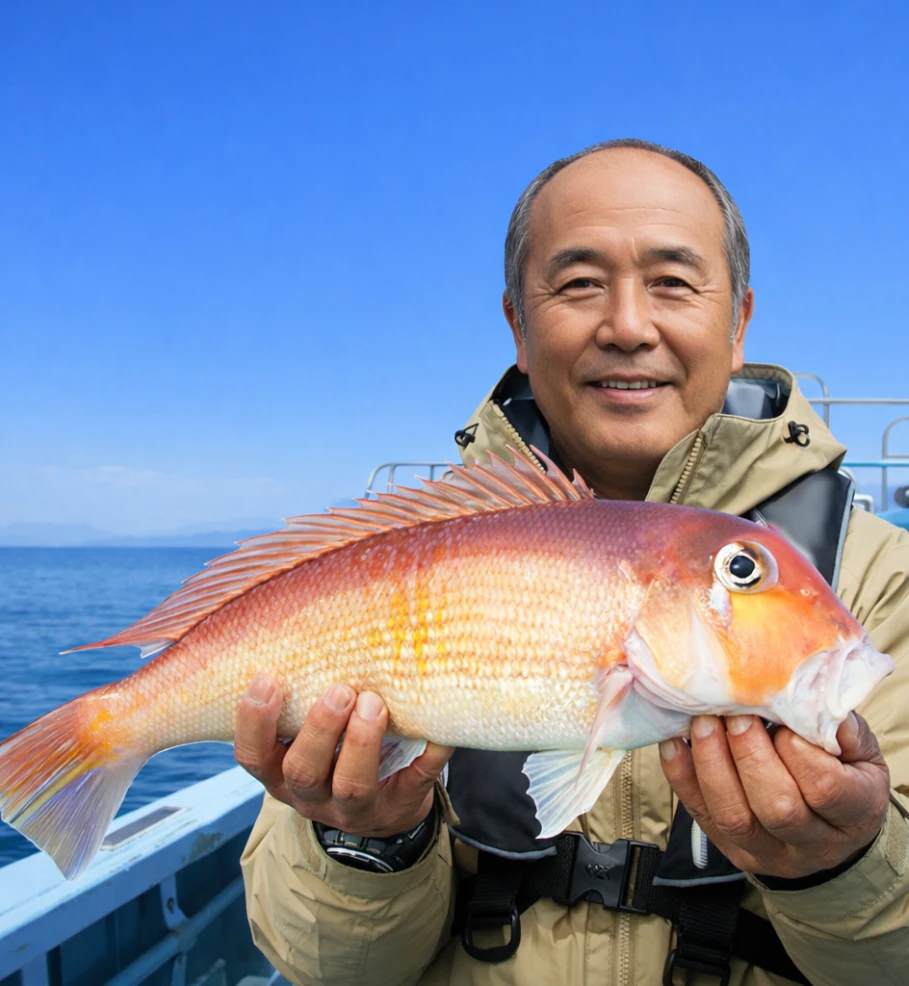 錦江湾でアマダイの釣果を得た田能村.webp