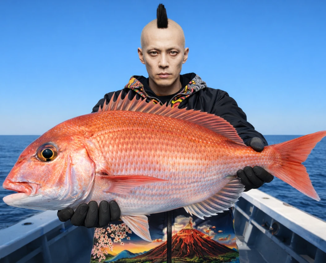 錦江湾でマダイの釣果を得た馬頭.webp