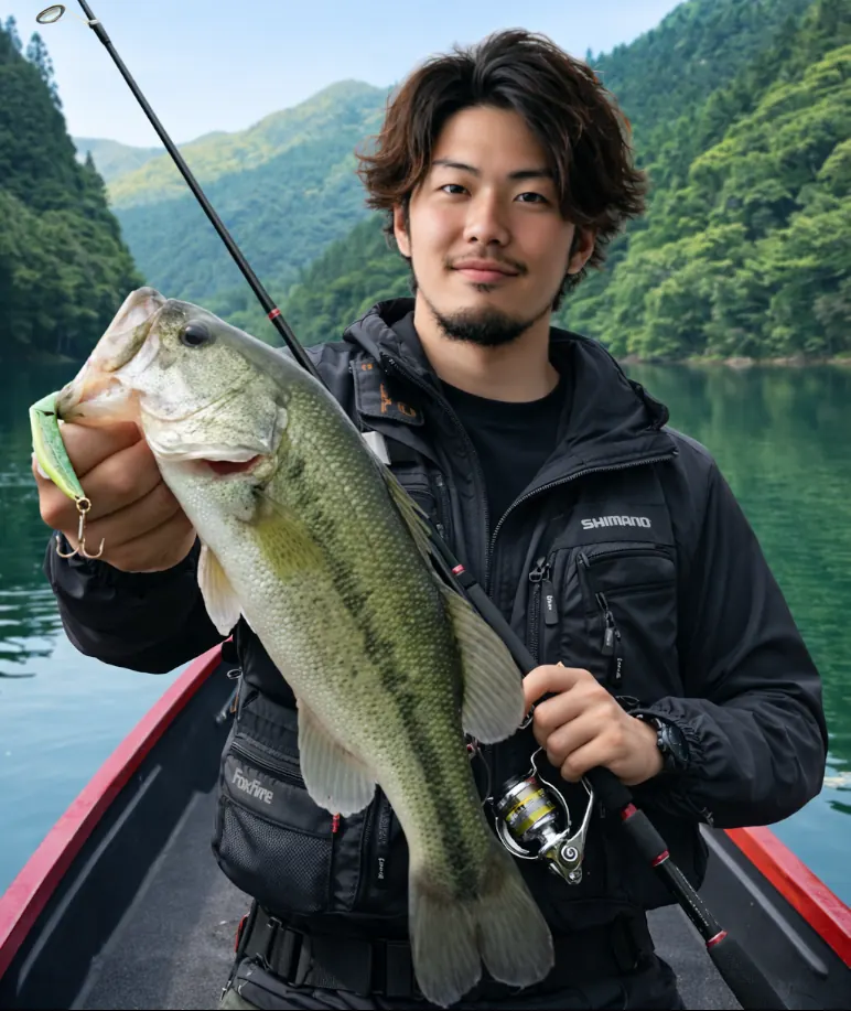 長安口ダムでブラックバスの釣果を得た澤田.webp