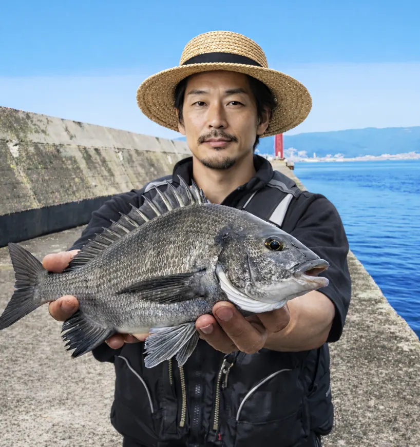 関電波止でチヌの釣果を得た佐々木.webp