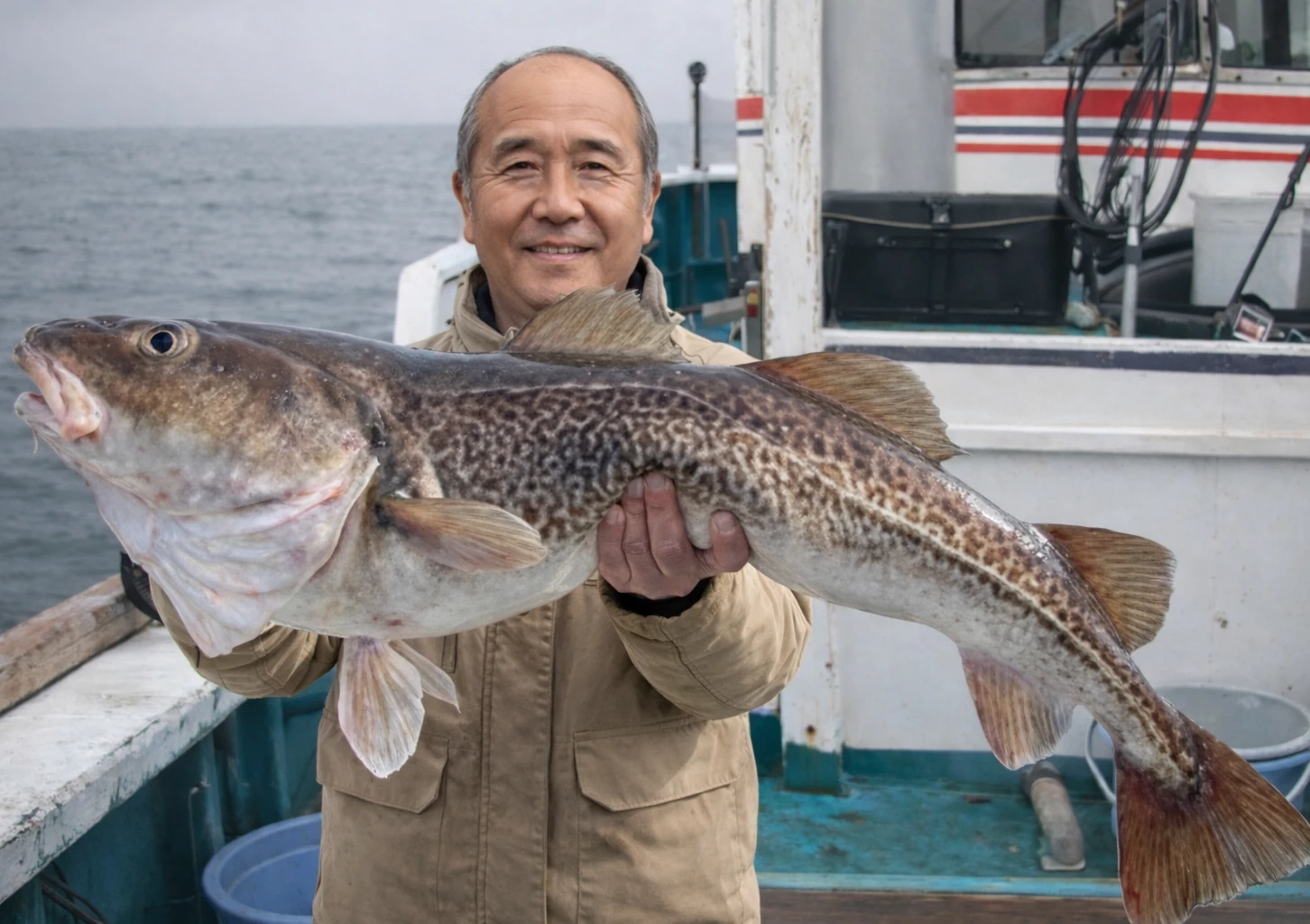 陸奥湾でタラの釣果を得た田能村.webp