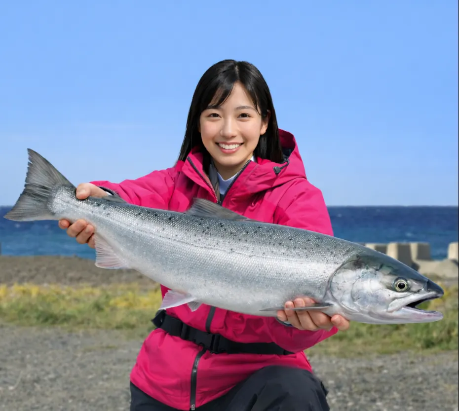 鬼志別川河口でサケの釣果を得た黒川.webp
