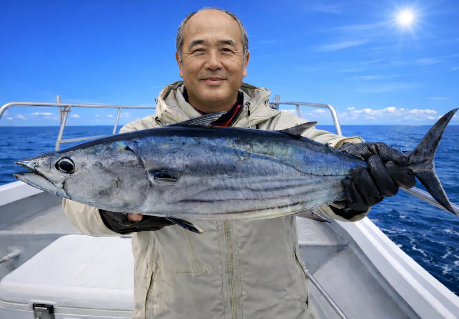 鹿島灘でカツオの釣果を得た田能村.webp
