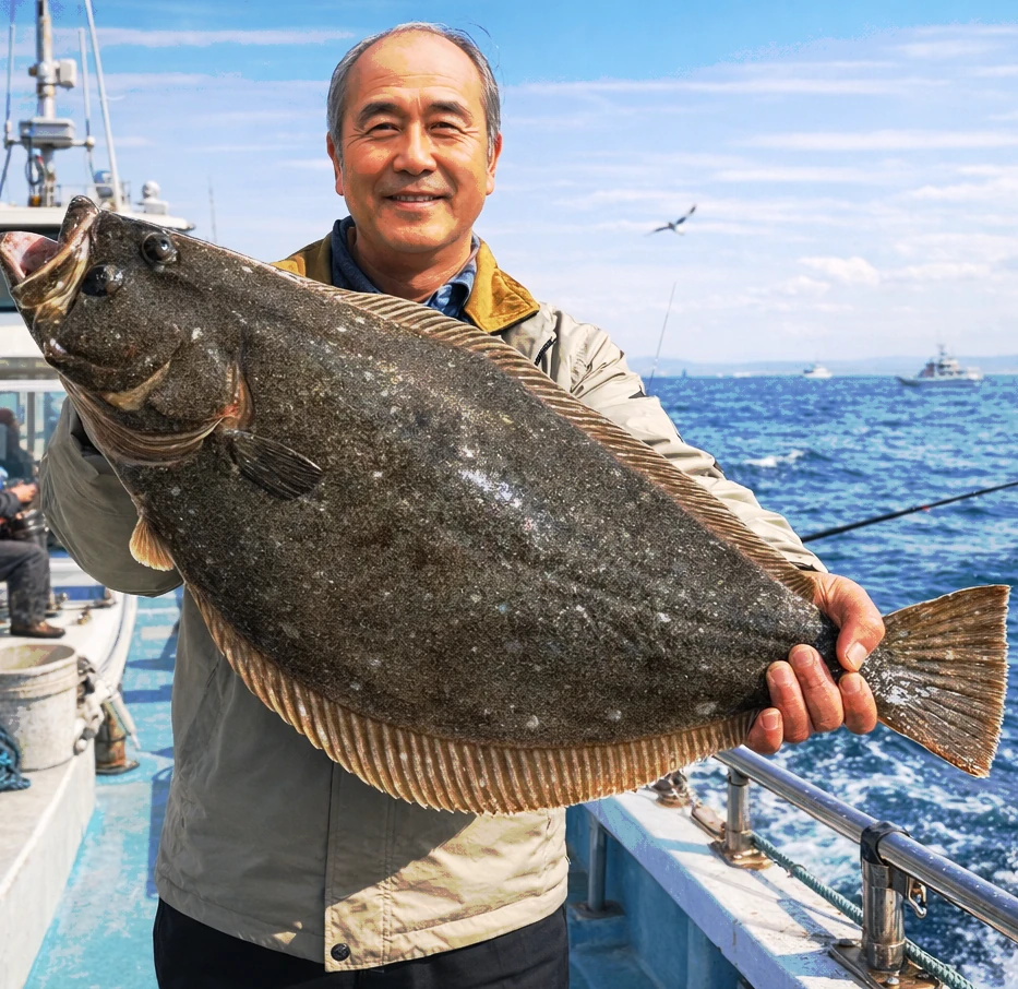 鹿島灘でヒラメの釣果を得た渡辺.webp
