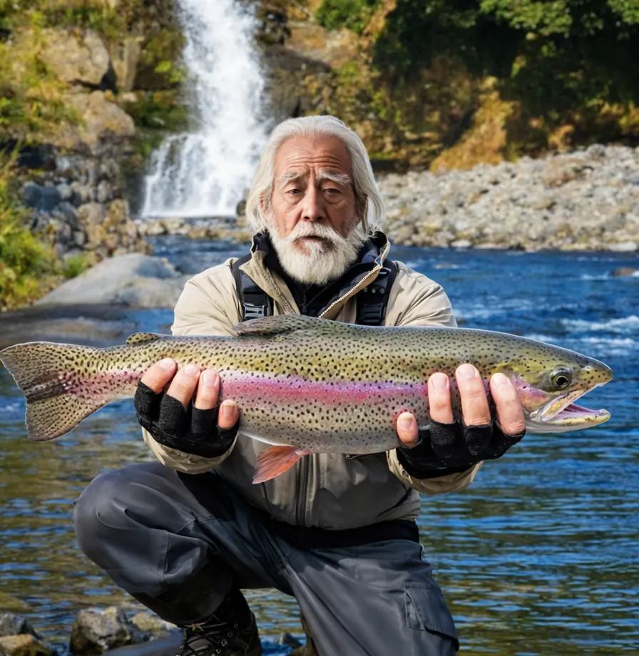 黄瀬川でニジマスの釣果を得た米田.webp
