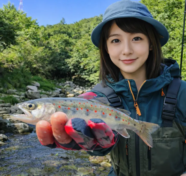 しつかわ渓流釣り場でアマゴの釣果を得た西岡.webp