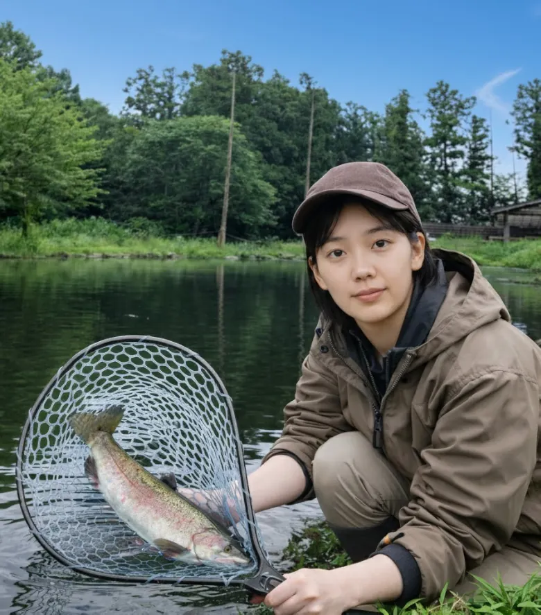 アングラーズベース赤城山でニジマスの釣果を得た森永.webp