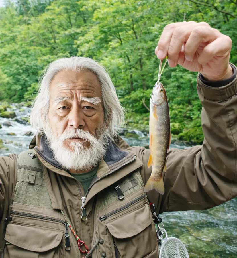 オッカバケ川でオショロコマの釣果を得た米田.webp
