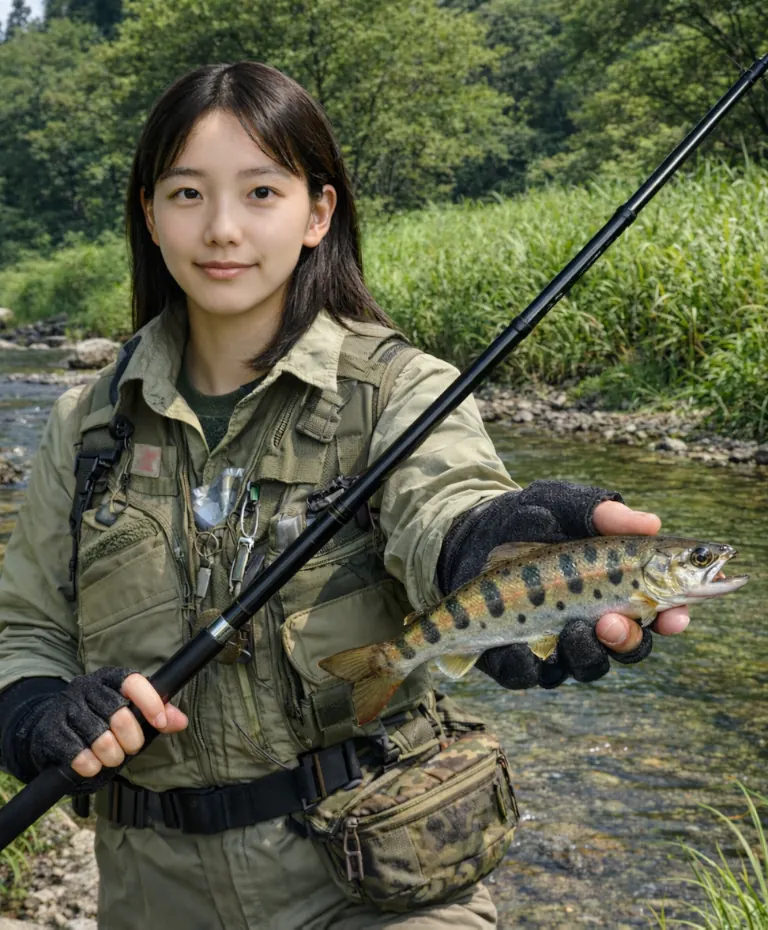 一ノ戸川でヤマメの釣果を得た森永.webp