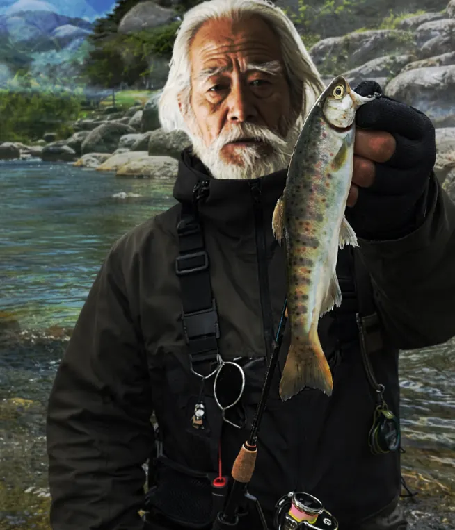 与田切川でアマゴの釣果を得た米田.webp