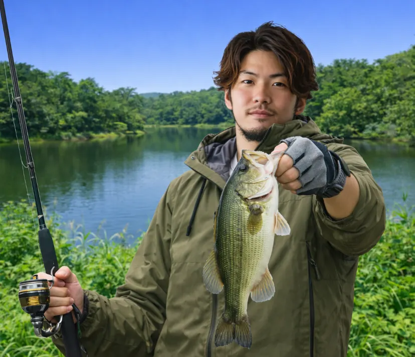 中富堤でブラックバスの釣果を得た澤田.webp