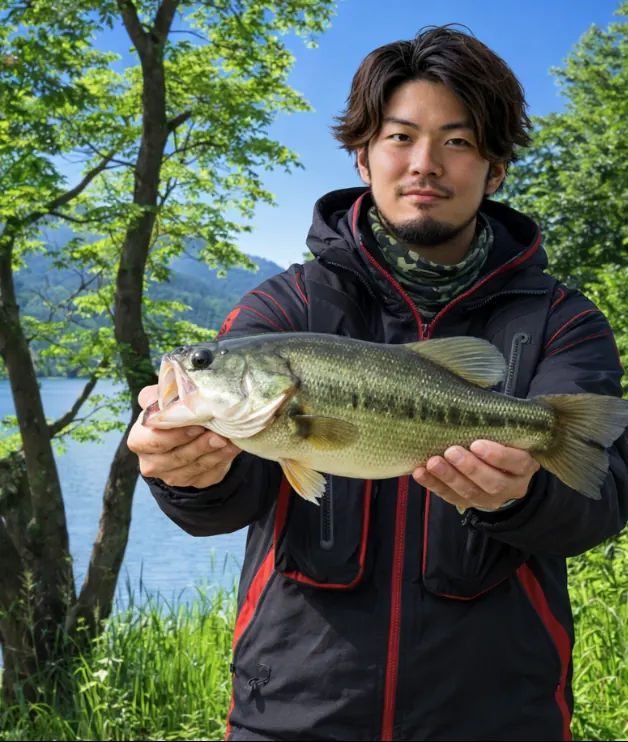 久保白ダムでブラックバスの釣果を得た澤田.webp