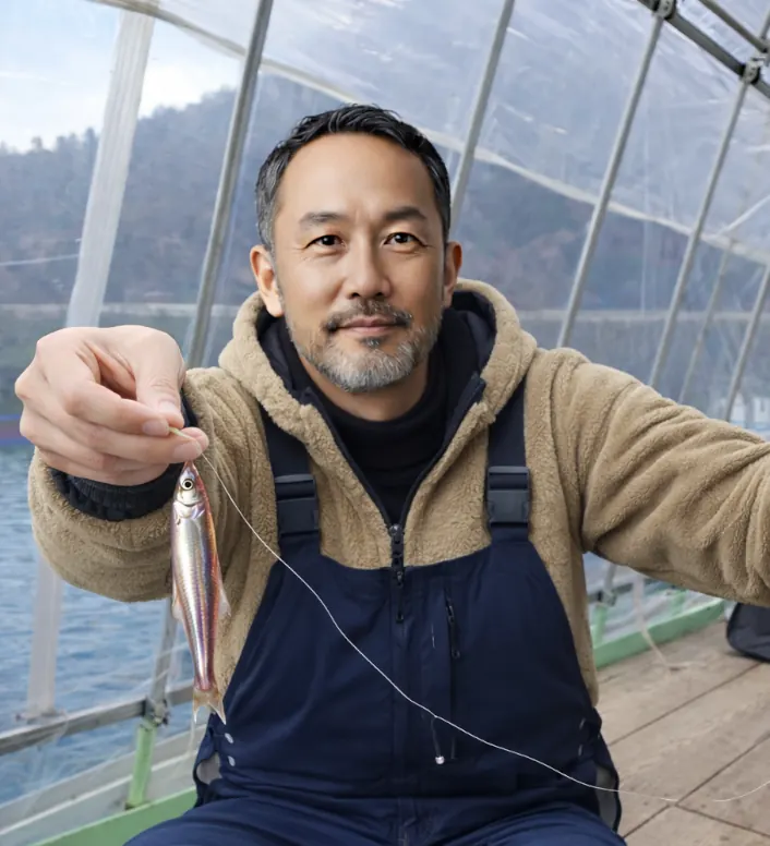 佐仲ダムでワカサギの釣果を得た渡辺.webp