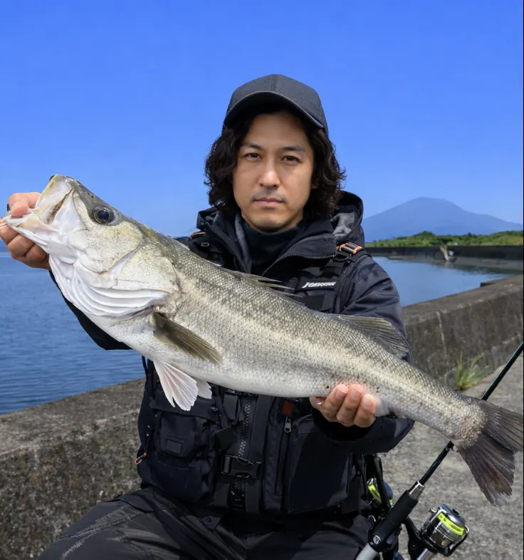 別府川河口でシーバスの釣果を得た岸本.webp