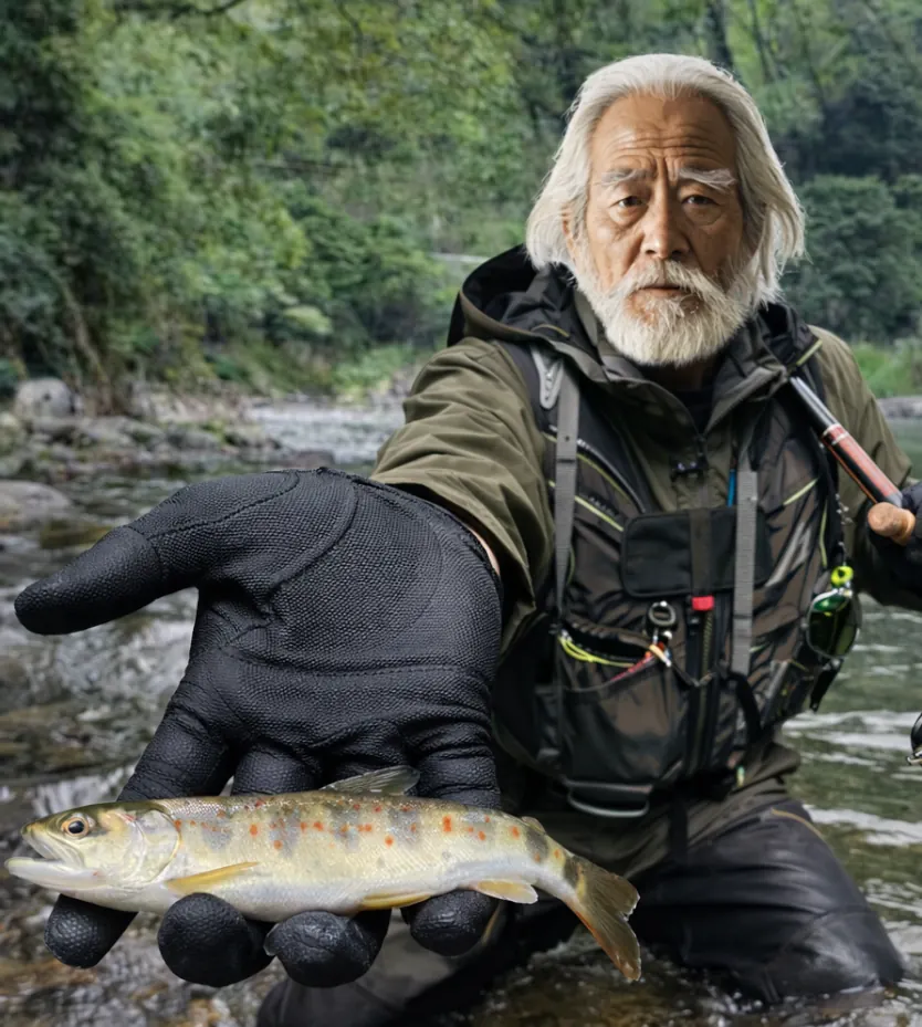 和知野川でアマゴの釣果を得た米田.webp