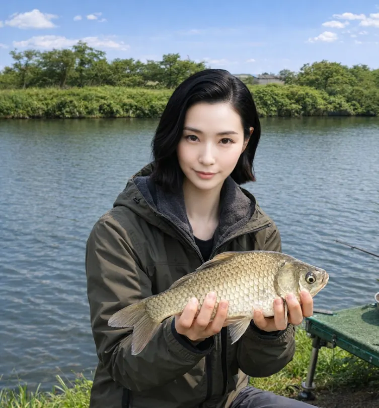 四ツ谷池でヘラブナの釣果を得た八重田.webp