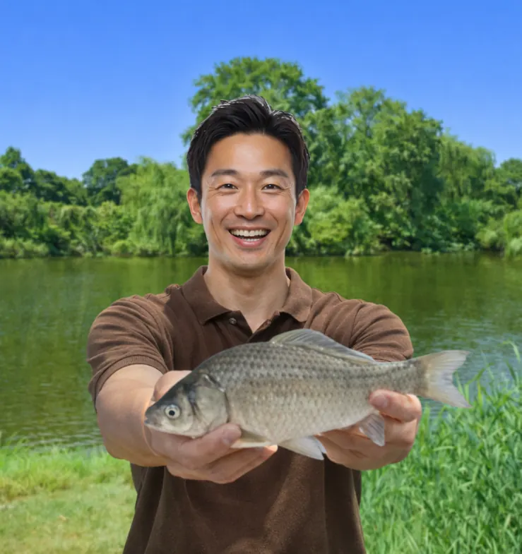 大吉調節池でヘラブナの釣果を得た勝田.webp