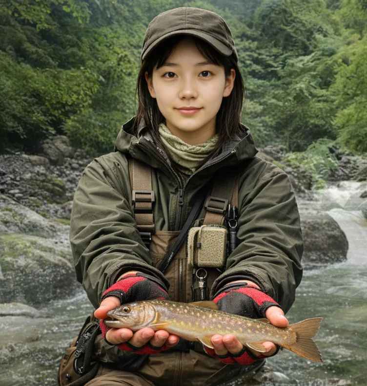 大武川でイワナの釣果を得た森永.webp