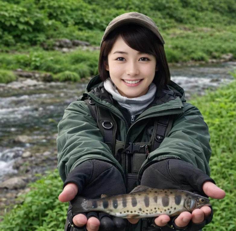 大湯川でヤマメの釣果を得た西岡.webp