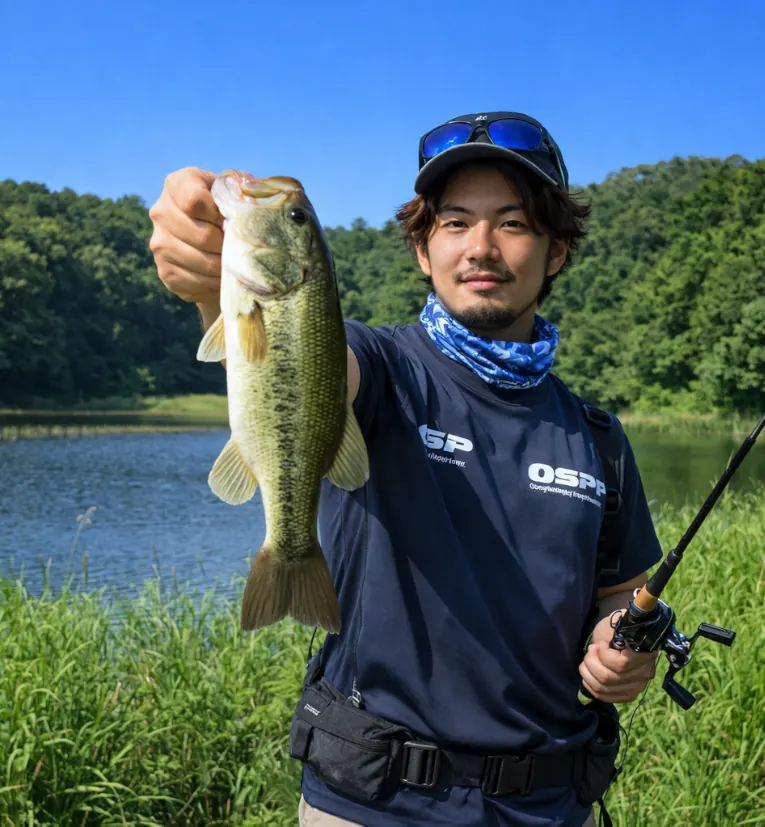 大溜池でブラックバスの釣果を得た澤田.webp
