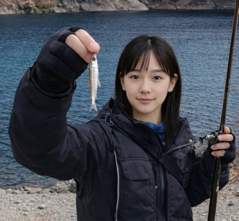 奥木曽湖でワカサギの釣果を得た国生.webp