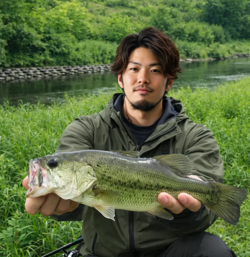 姿川でブラックバスの釣果を得た澤田.webp