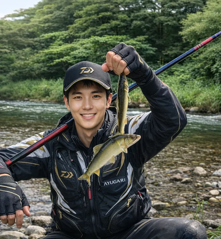 安比川でアユの釣果を得た新崎.webp