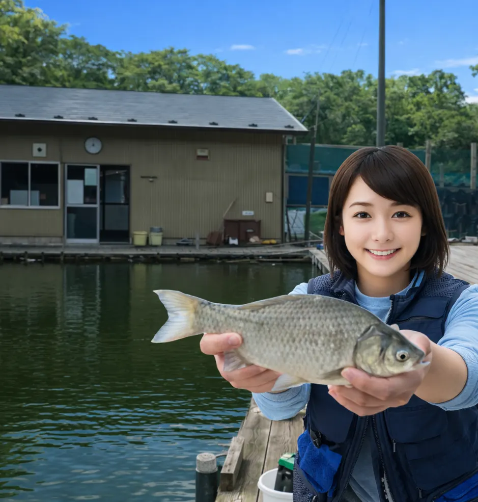 宮城弁天池でヘラブナの釣果を得た西岡.webp