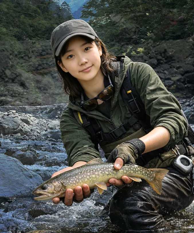 小渋川でイワナの釣果を得た森永.webp